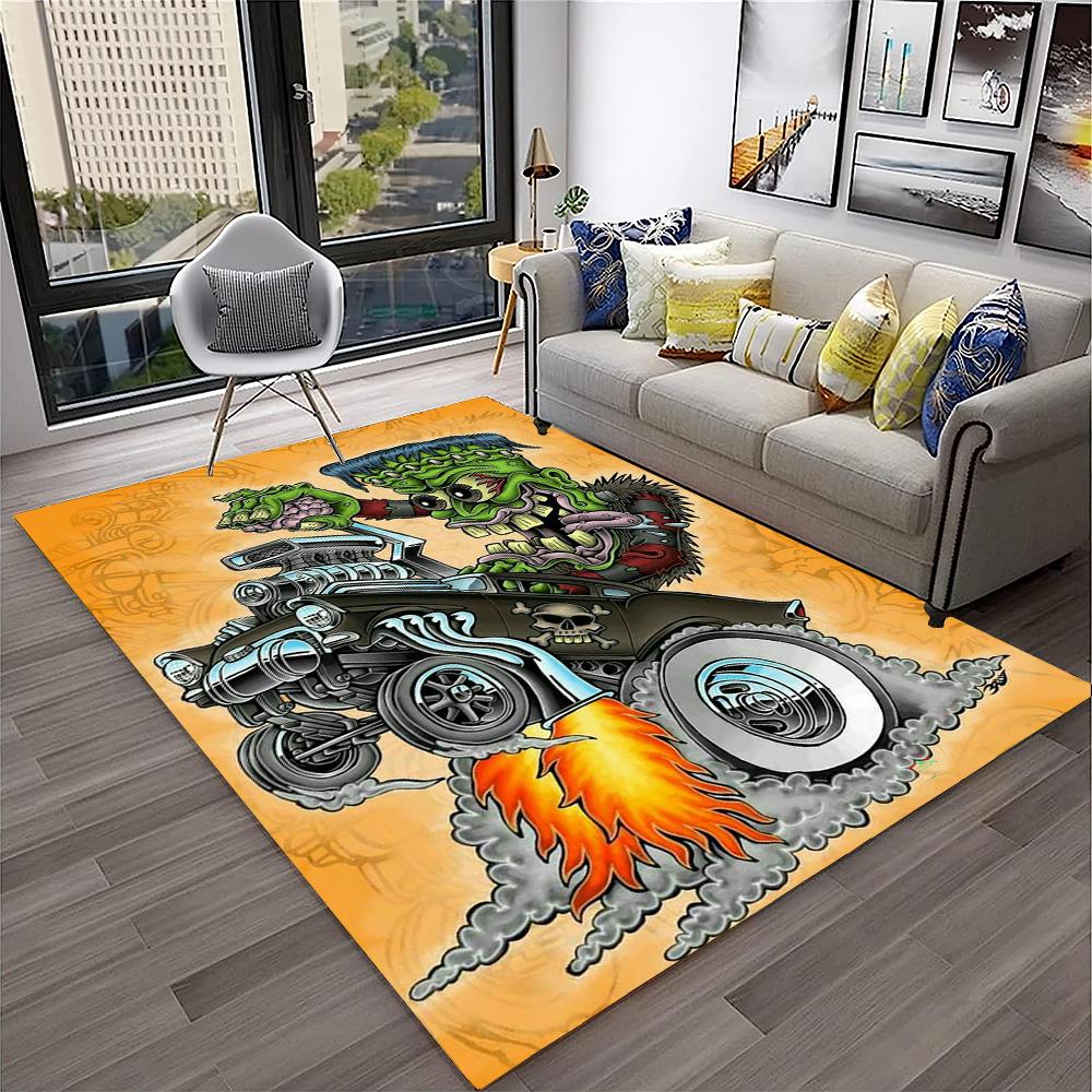 3D Funny Rat Fink Cartoon Movie Koberec pro domácí obývací pokoj Ložnice Pohovka Rohožka Dekor, dětský koutek Koberec Protiskluzová podložka na podlahu