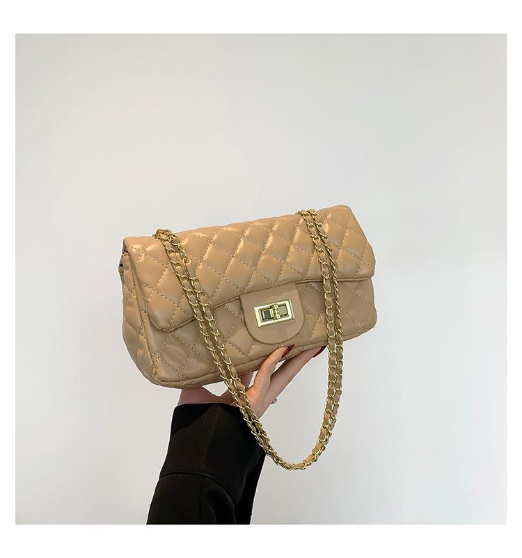 2024 Módní Argyle Vyšívaná Texturovaná Dámská Crossbody & Taška přes rameno - Velká kapacita, Ručně vyráběný řetízkový design