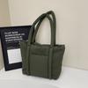 Large Capacity Down Cotton Shoulder Bag Solid Color Puffy Crossbody Bag Small Square Bag  Girls
