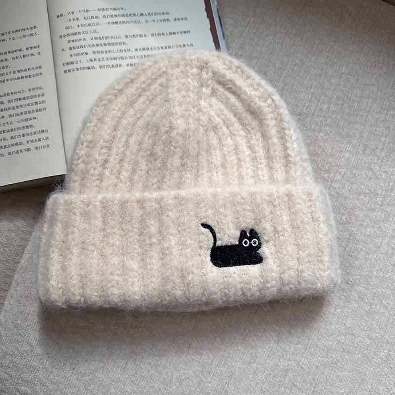 Autumn and winter thickened warm ear protection versatile big head circumference knitted cold hat girl