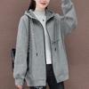 Womens Oversized Hooded Zip-Up Sweatshirt Thick Fleece-Lined Long Sleeve Casual Top Korean Style Winter