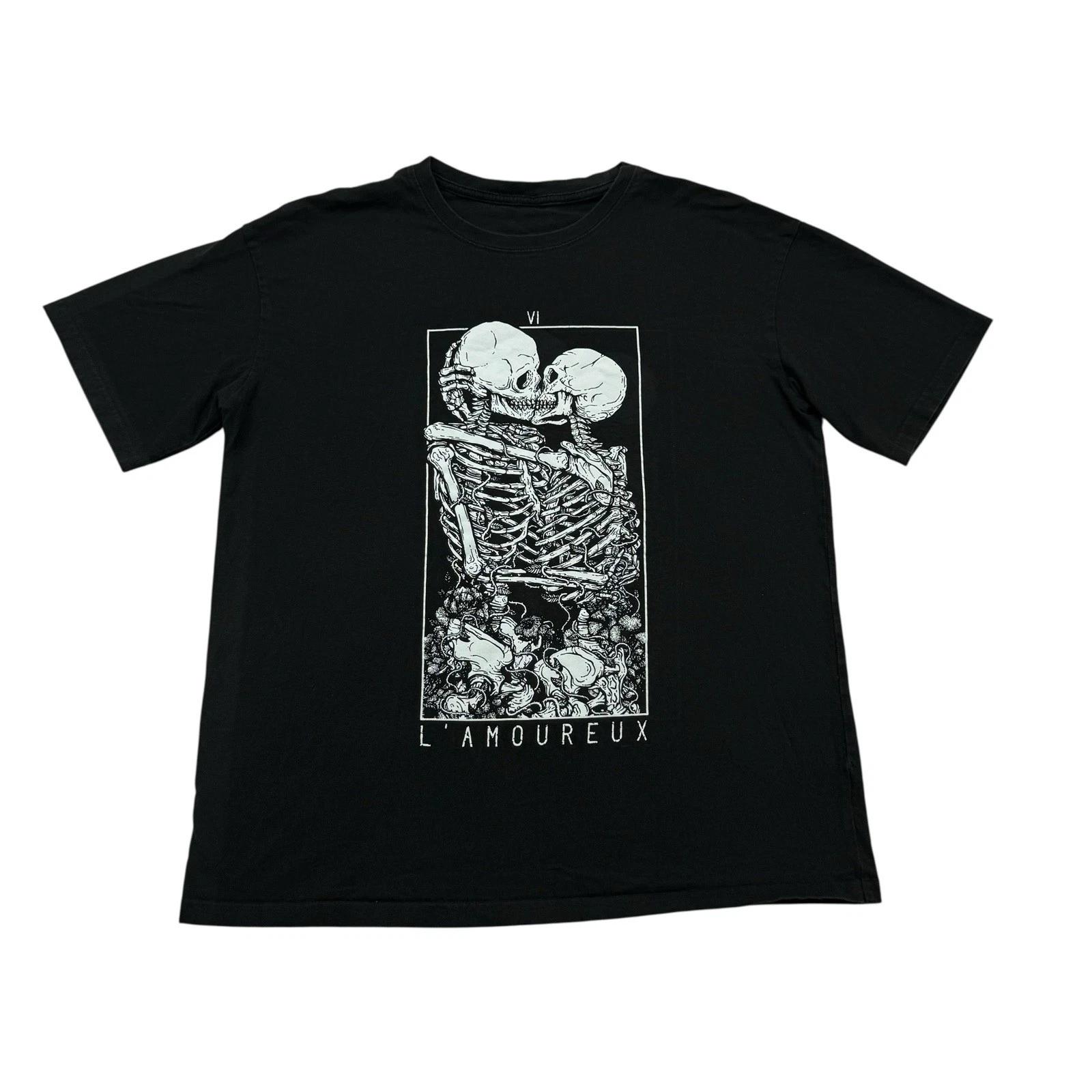 Skeleton Lovers Shirt Adult Large L Black L Amoureux Short Sleeve Crew Neck M