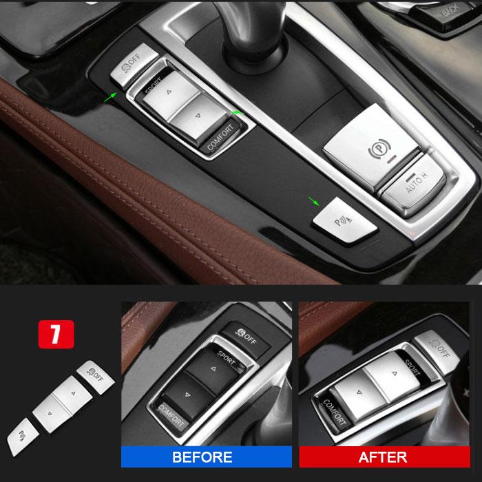 Für BMW 5 6 7 Serie F10 F18 GT F07 2011-2017 3 Stück ABS Chrom Auto Handbremse Schalttafel linke Seite Tastenabdeckung Aufkleber