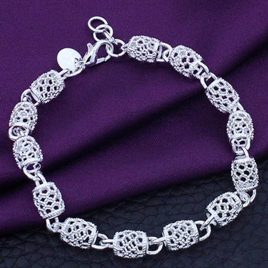 Bracelet Elegant Anti-rust Women Silver Plated Hollow Ball Bangle Chain for Travel
