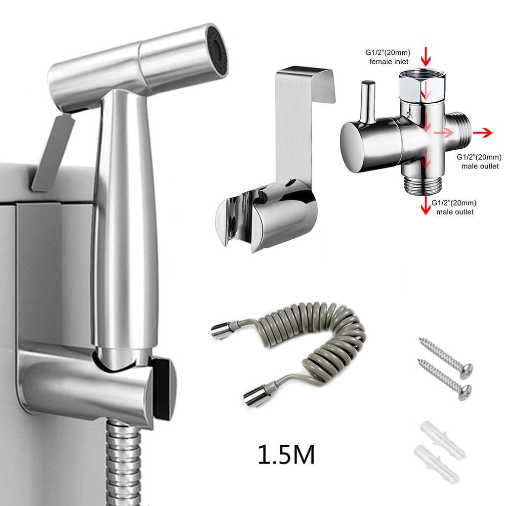 Handheld Bidet Toilet Portable Spray Gun Set Stainless Steel Cleaning Women Washing Self Cleaning Bathroom Accessories