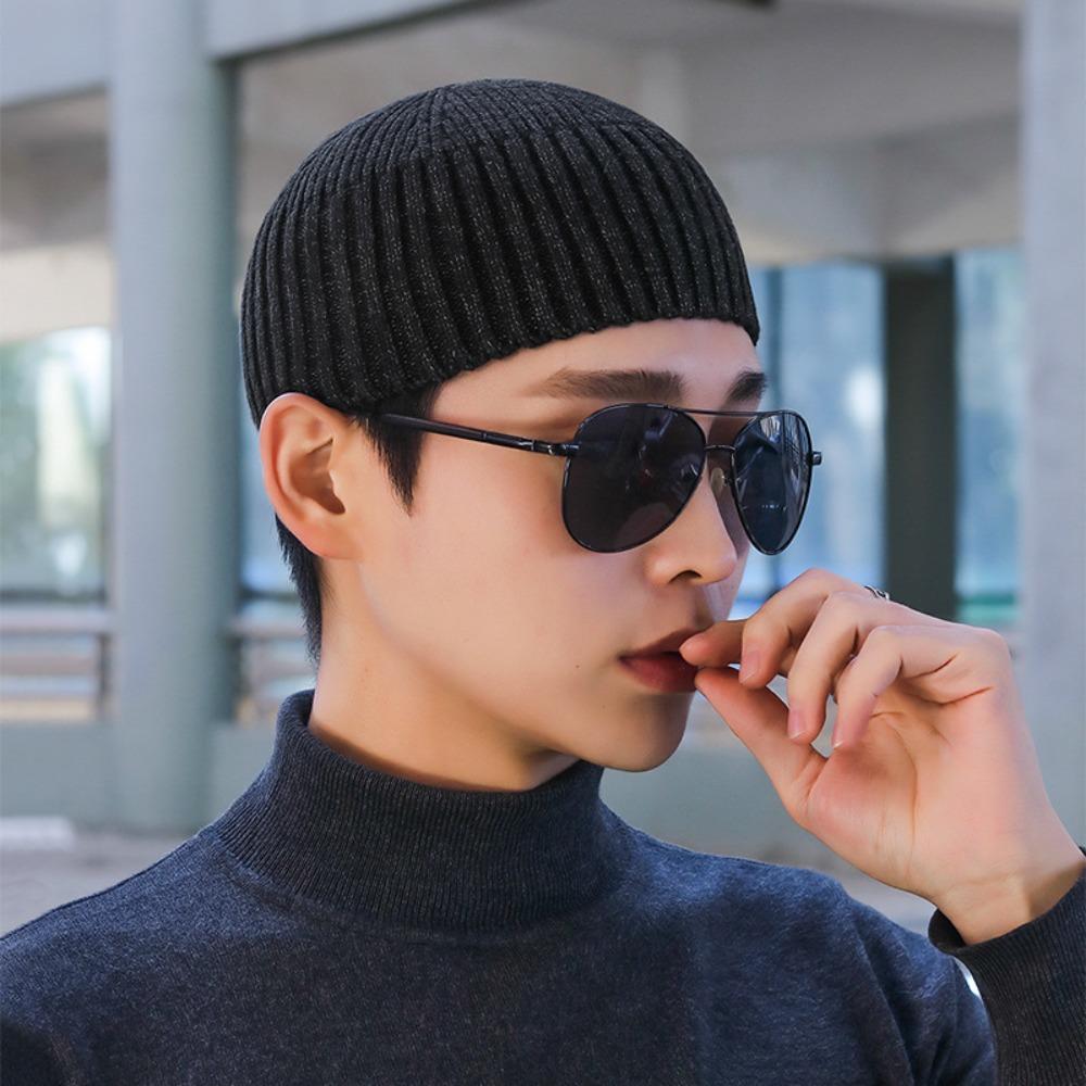 

Уличная однотонная вязаная шапка, эластичная без полей, шапка-бини «дыня», теплая, винтажная куполообразная шляпа, зимняя