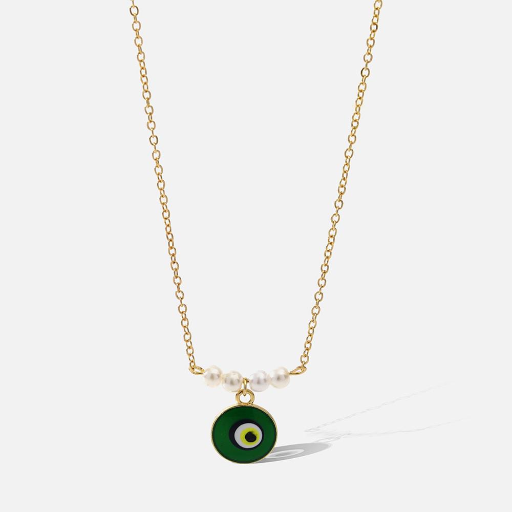 Eye-catching Green Eye Necklace For Women Trendy And Elegant Layered Alloy Design XH1536