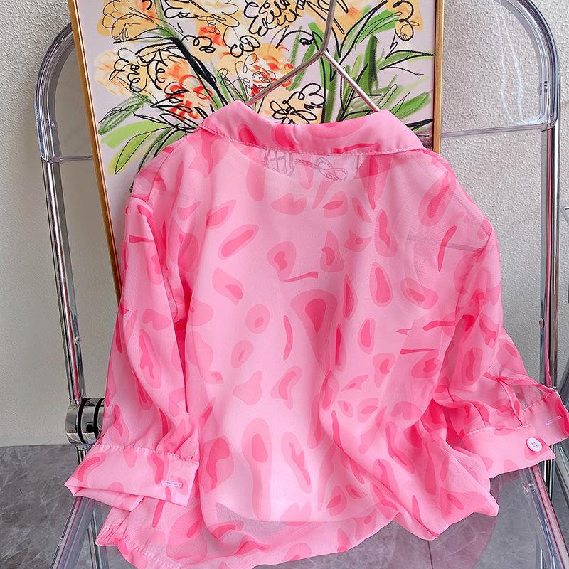 New Baby Girl Leopard Print Sun Protection Set - Long Sleeve Two-Piece