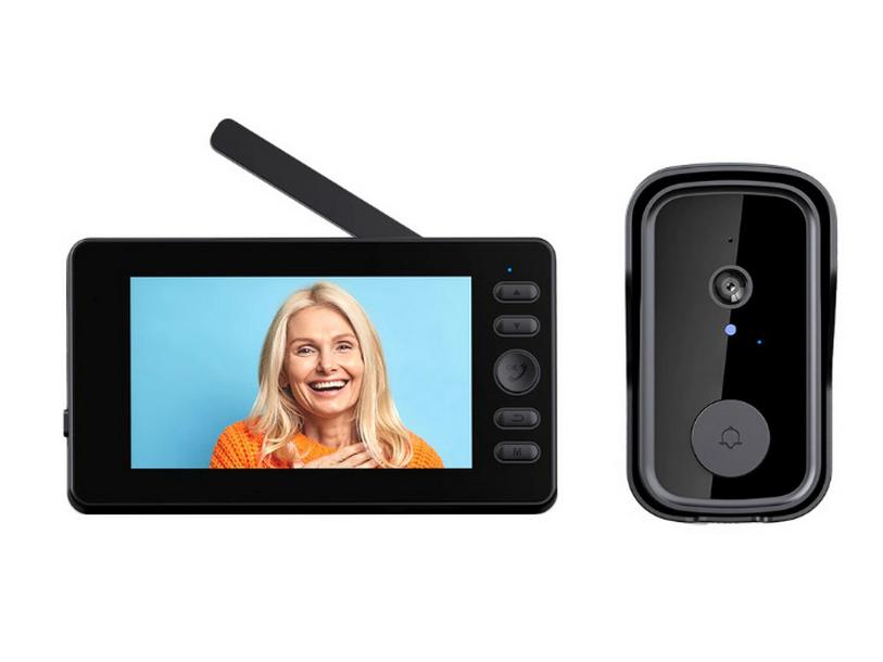 Smart Wireless Doorbell with Wide-Angle Camera and Display for Anti-Theft Door Monitoring