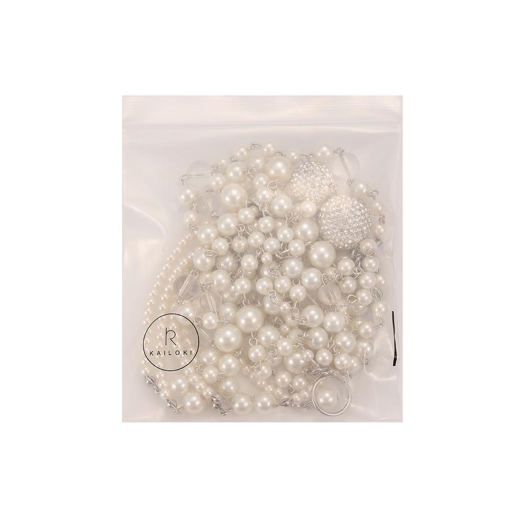 Heavy Industry Hand Woven Full Diamond Imitation Pearl Tassel Pendant Necklace Collarbone Chain for Women