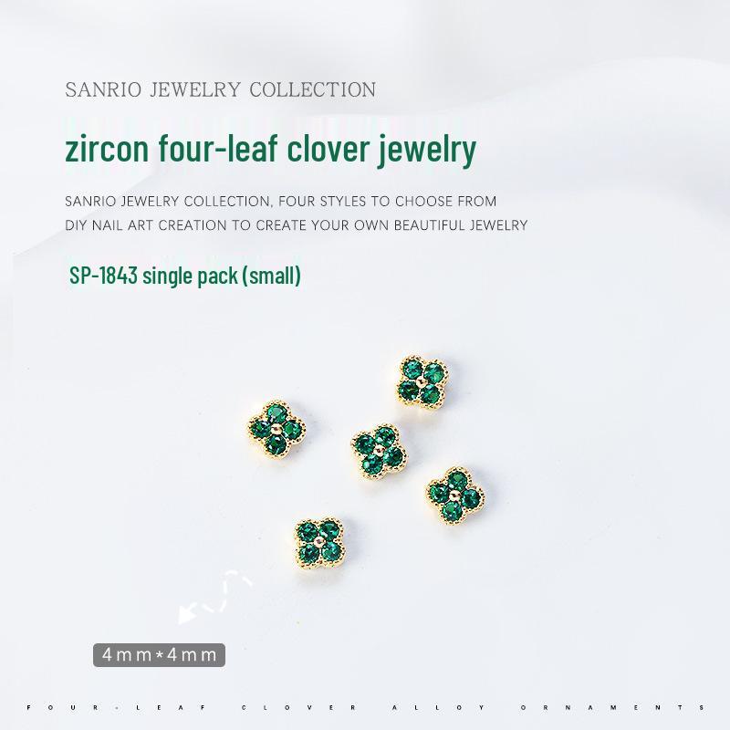 

Четырехлистный клевер цирконий нейл-арт: Роскошные 3D Металлические Украшения с Бриллиантами