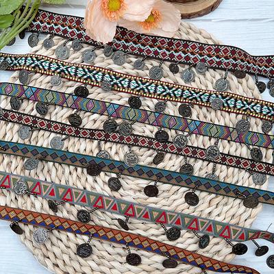 Gewebtes Jacquard-Band Spitze Quaste Fransen Geometrisches Figurenmuster für Kleidung Träger Zubehör Stoffbedarf DIY Nähen 1 Yard