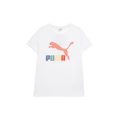 Casual Round Neck Short Sleeve T-Shirt With Logo Women Tops White 536349-02