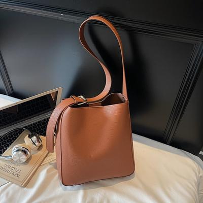 Women's Bag New Fashionable Retro Solid Color Lychee Pattern High-end Commuting Versatile Shoulder Messenger Bag