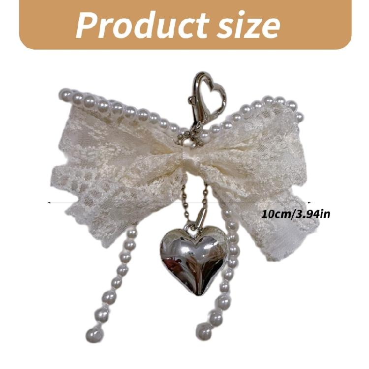Pearls and Bowknot Embellished Keychain Elegant Bowknot Pearls Keychain Colorful Bowknot Pendant for Bags and Phones