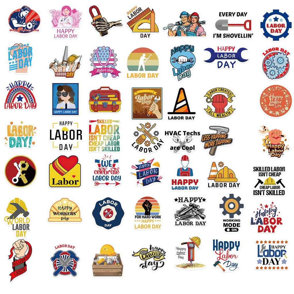 50 Cartoon Labor Worker Graffiti Stickers Personalized Decorative Guitar Notebook Suitcase DIY Waterproof