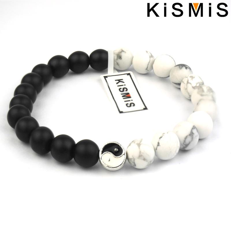 Neues Naturstein Yin Yang Perlenarmband Klassisches verstellbares Armband für Männer Frauen Best Friend Geschenk