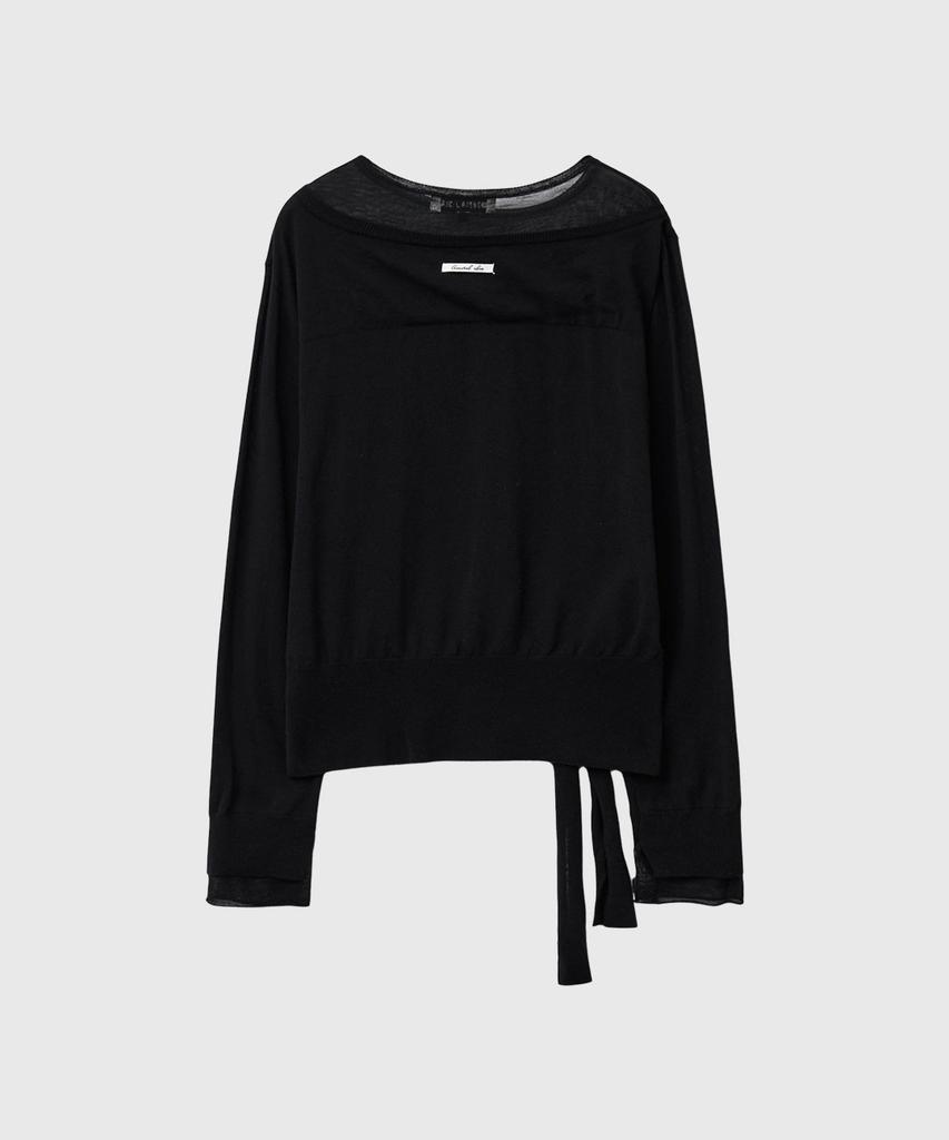 GENERALIDEA Tie Asymmetrical Layered Pullover [Black] / Gf1Lkp521