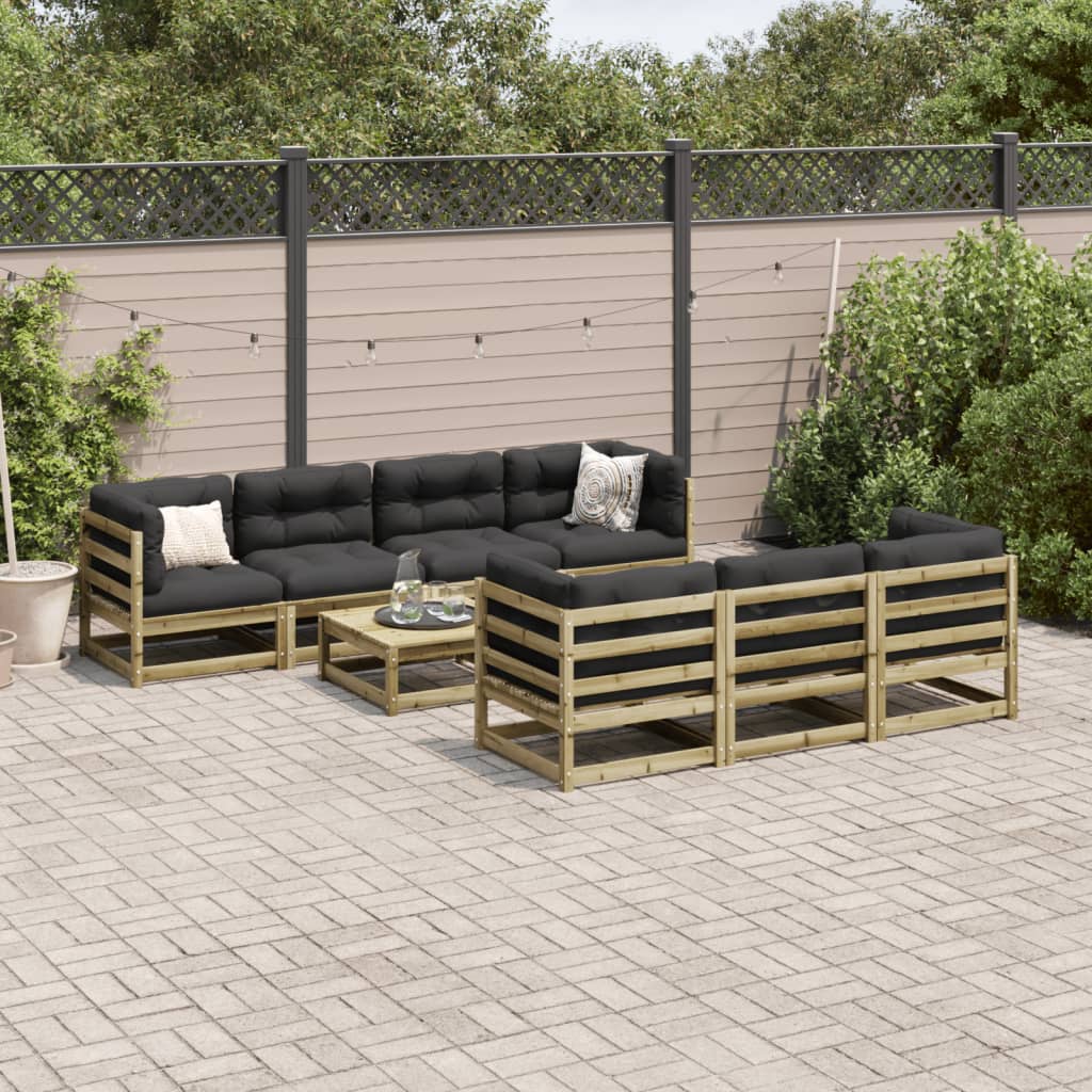 8 piece Garden Sofa Set with Cushions Pressure Treated Pine Wood