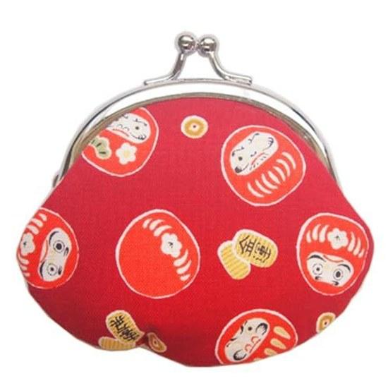 Kyosuke Japan-made coin purse clasp Daruma cotton pouch 8.59.5cm 2.6 sun holder wallet Japanese miscellaneous goods lucky charm red