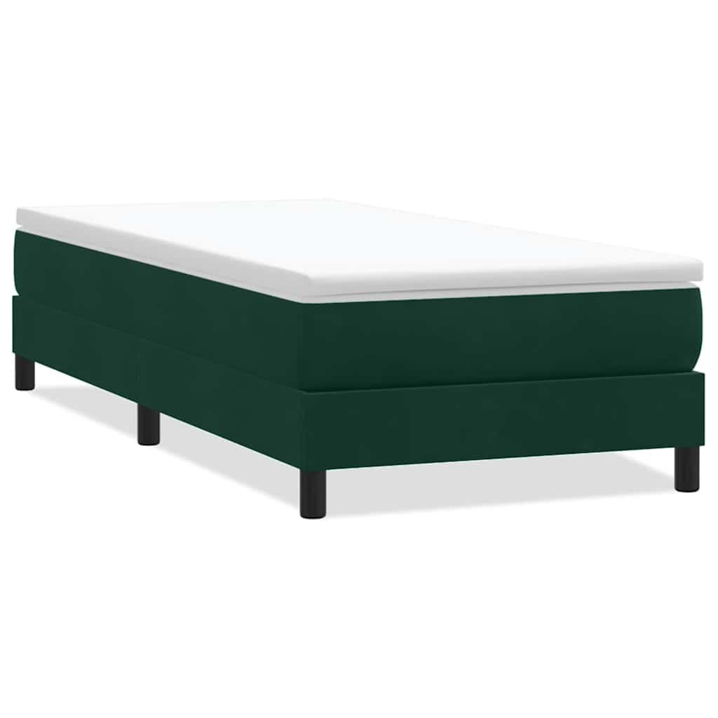 Box Spring Bed Without Mattress Dark Green 80 x 220 cm Velvet