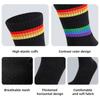 Sweat Wicking Athletic Socks Cotton Tennis Socks Striped Crew Socks Sports Running Socks