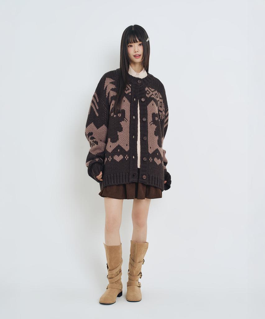 LMR Shangnony Heavy Nordic Cardigan Dark Brown