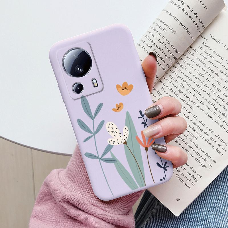 For Xiaomi 13 Lite Phone Case Cute Fashion Heart Flowers Soft Silicone Bumper Cover For Xiaomi13 Lite Fundas Shell Cartoon Gifts