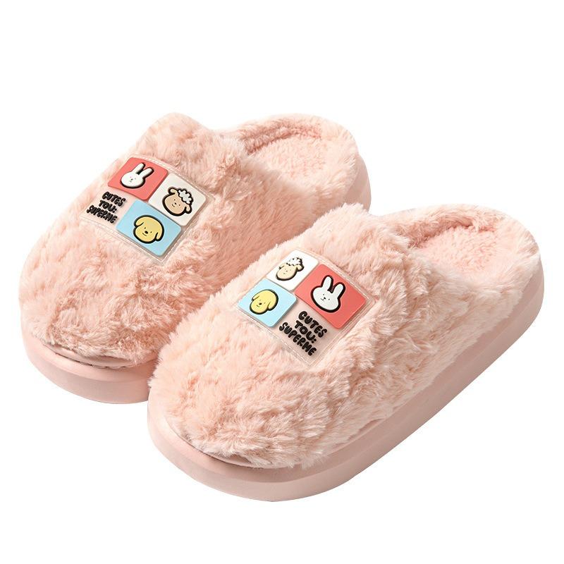 Cotton Slippers Women's Autumn and Winter Bag Head Plush Thickened Soft Bottom Non-slip Couple Home Slippers Men's Thick Bottom