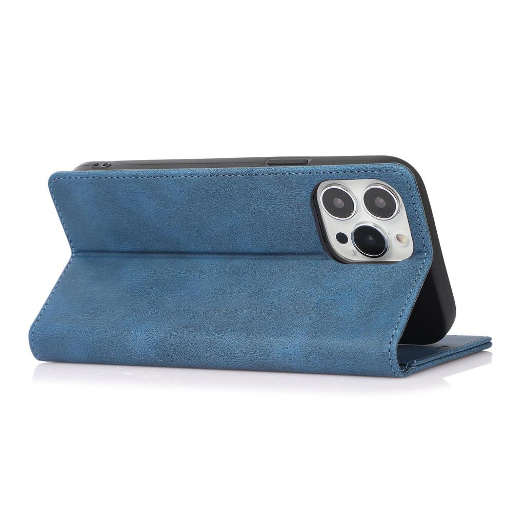 iPhone 17 Pro Max Magnetic Leather Flip Case in Pure Black