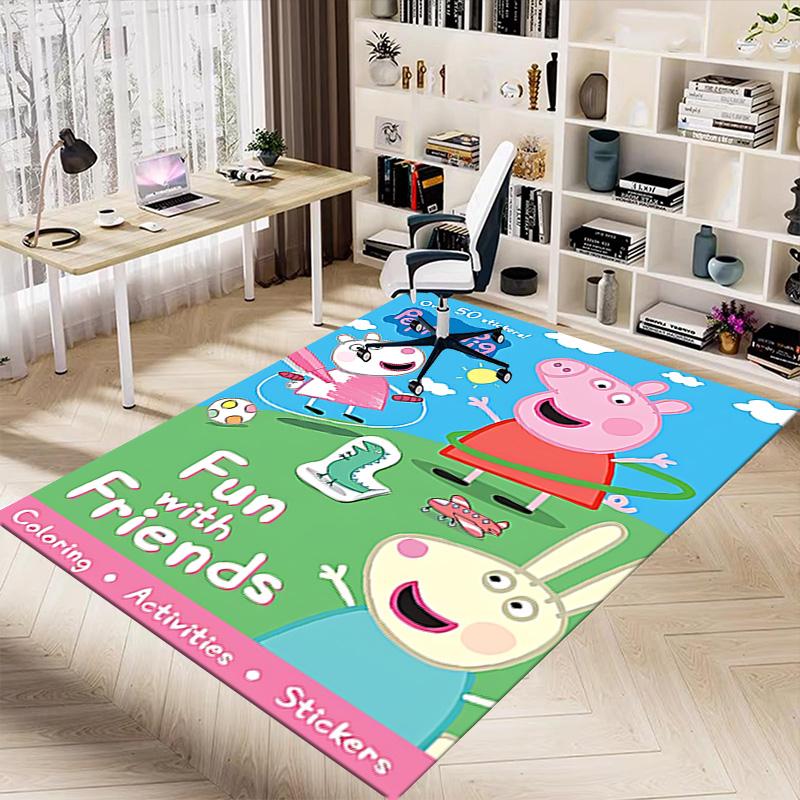 1pc Peppa Pig Adventure Carpet for Playroom Bedroom Living Room Sofa Home Decor,kids Game Area Rug Non-slip Floor Mat Y723129
