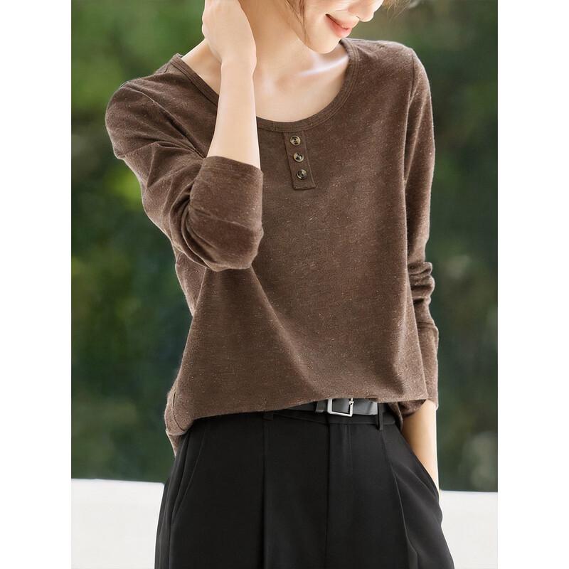 

Demana Vintage Three-Button Crew Neck Long Sleeve T-Shirt M