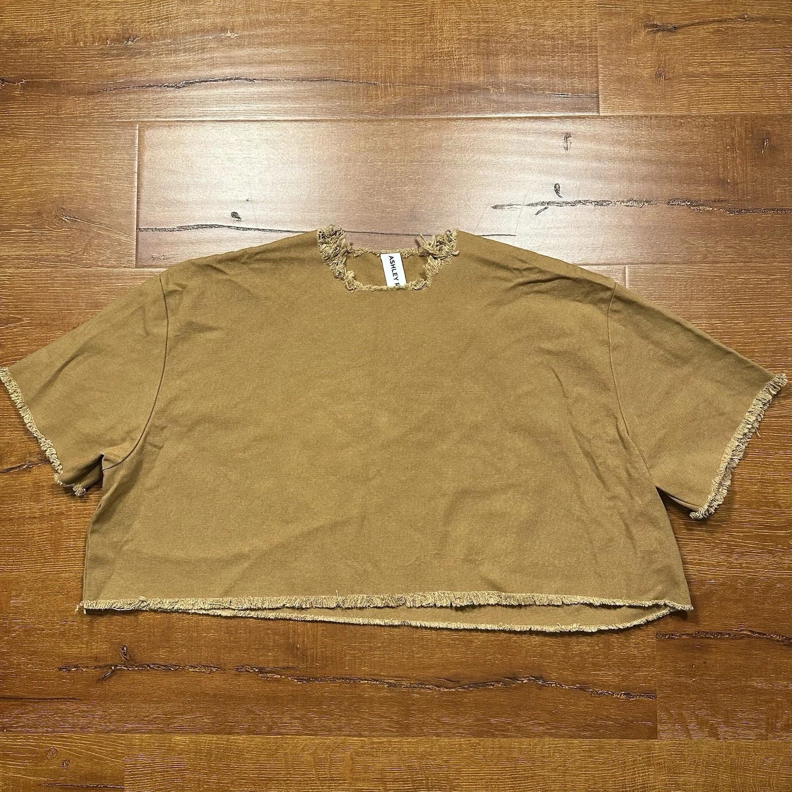 

Ashley Rowe Crop Boxy Oversized Shirt Womens OS Brown Canvas Cotton USA Avant S