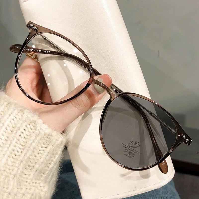 Pochromic Sunglasses Brand Vintage Sun Glasses Anti Blue Light Women Men Round Glasses Frame Outdoors Sun Chameleon UV400