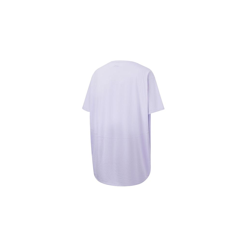 Li Ning Plain Logo Print Pullover Short Sleeve T-Shirt Women Tops Bad-Little-Purple ATST586-3