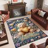 Teddy Bear Theme Crystal Velvet Rug Personalized Custom Name Text Soft Floor Mat Home Decor