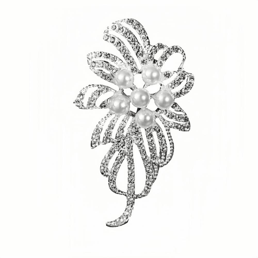 1pc Fashionable Faux Pearl Decor Flower-Shaped Rhinestone Brooch Suitable for Women's Daily Wear Valentines,Mom,Mother,Mother's Day,Gift