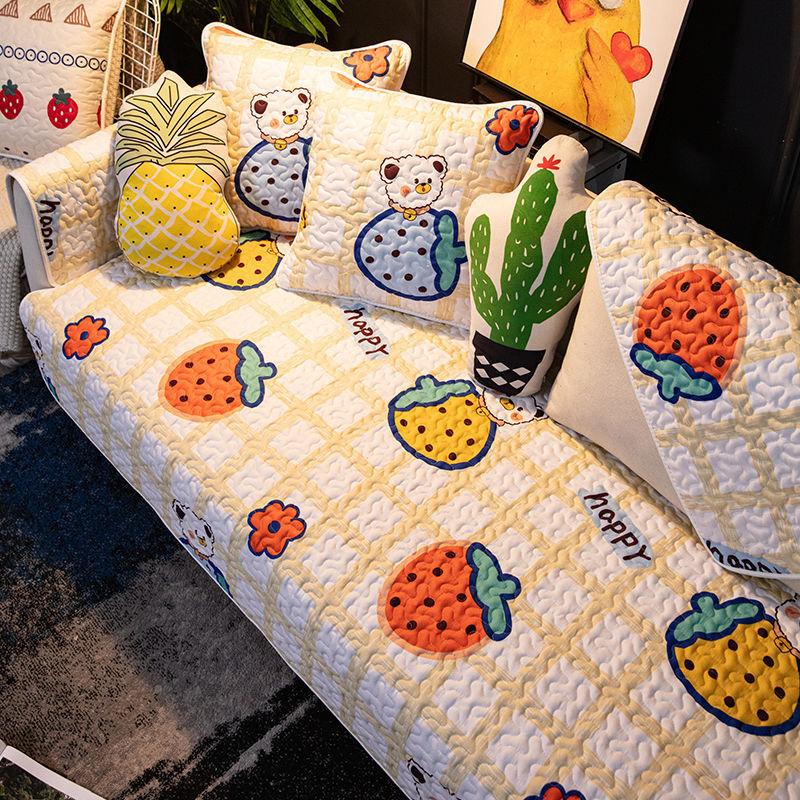 All Cotton Sofa Cushion, All-Season Universal Fabric, Pure Cotton Anti Slip, Nordic Minimalist, Noble Princess Backrest, Towel Cover, Cartoon Cute