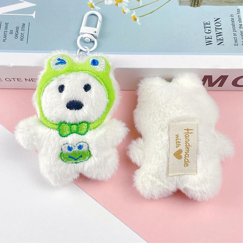 Cartoon  West Highland Puppy Plush Doll Headset Puppy Keychain Bag Pendant Charms Car Keyring Accessories For Women Kids Gift