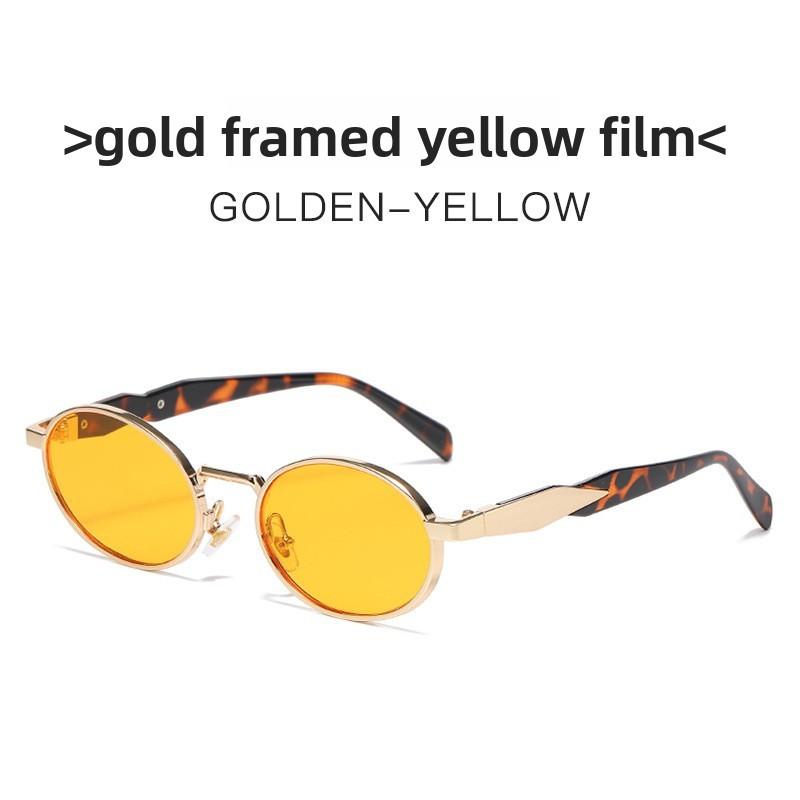 European Style Metal Oval Sunglasses With Uv400 Protection For Fashionable Outdoor Activities
