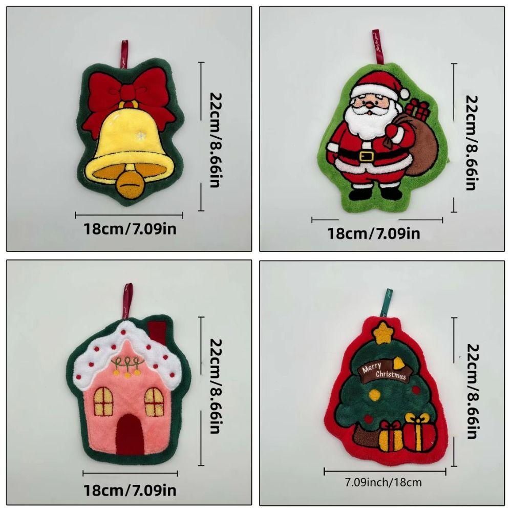 Creative Xmas Hanging Hand Towel Kawaii Santa Claus Handkerchief Kitchen Cleaning