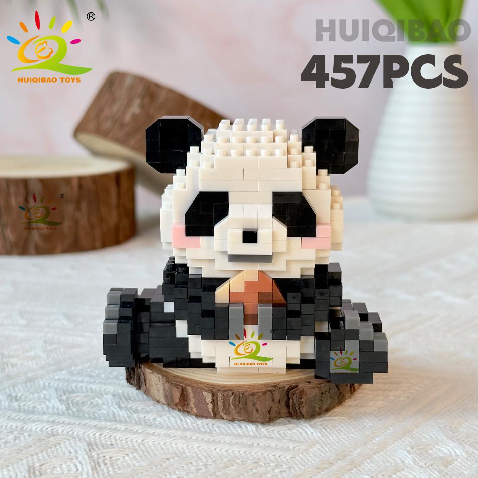 Non-Toxic Diy Cute Panda Shape Micro Model Building Blocks Set City Creativity Zoo Animal Mini Bricks Toys For Children Kid Gift