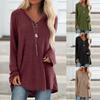 Taglie Forti Donna Tinta Unita Manica Lunga Scollo a V Pullover Largo Midi Camicetta Top