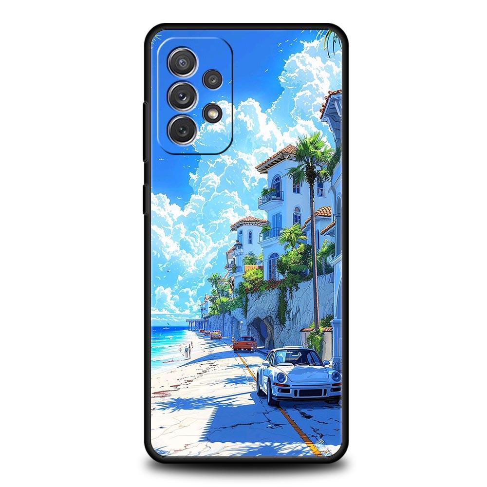 Phone Case For Samsung A15 A13 A51 A71 A41 A03S A05 A35 A55 A23 A25 A33 A53 A73 5G Summer Beach Scene At Sunset On Sea Cover