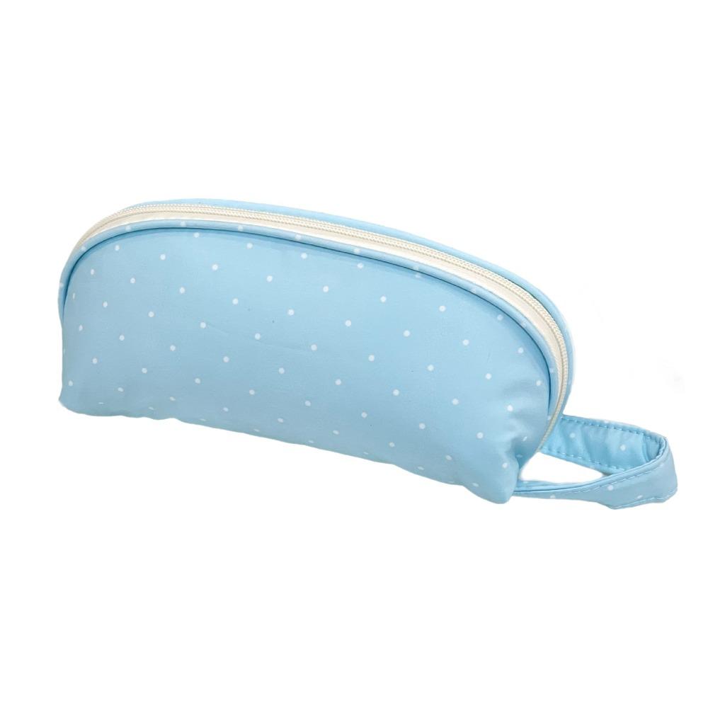Shell Shape Pencil Pouch Polka Dot Pattern Pen Bag Multi-purpose Pencil Case  School Office Blue Polka Dot