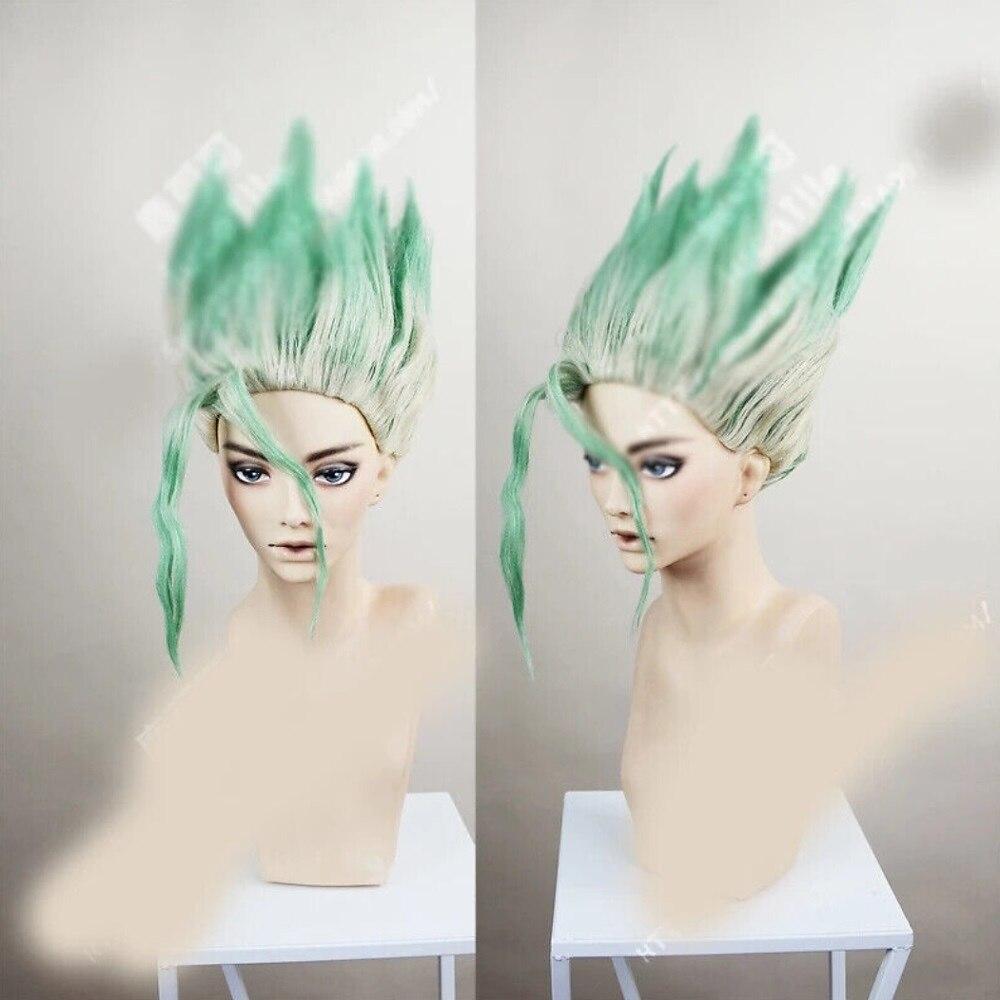 HAIRJOY Anime Dr.Stone Ishigami Senkuu Cosplay Wig Short Green Mix Synthetic  Hair