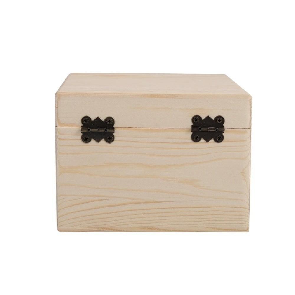 Retro Rectangular Storage Box Wooden Clamshell Jewelry Gift Box Dried Flower Box Desktop Organizer