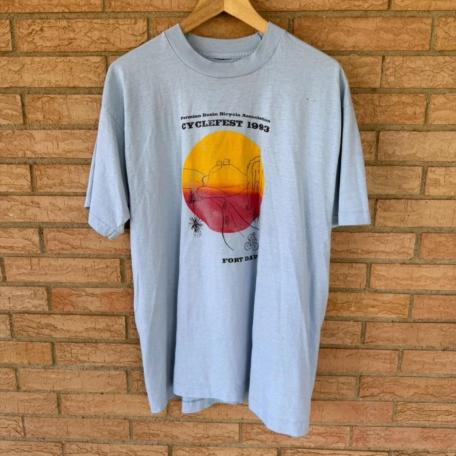 

Cyclefest 1993 Fort Davis PBBA Bicycle graphic single stitch t-shirt size XL 90s 4XL
