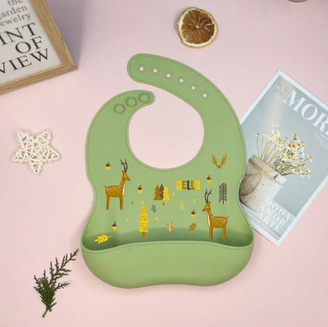 Waterproof Silicone Baby Bib - Large, Wash-Free, Drool & Meal Bib for Newborns and Children