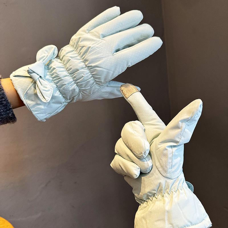 Women's fleece gloves index finger winter electric vehicle outdoor warm gloves cold wind